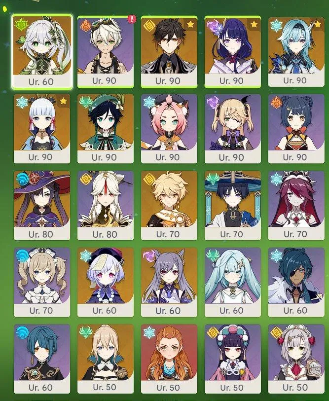 GI1056 High AR56 Europe Account with Nahida, Raiden, Zhongli, Ayaka, Eula, Venti, Wanderer, Amos Bow, Skyward Harp, Skyward Spine, Skyward Blade 